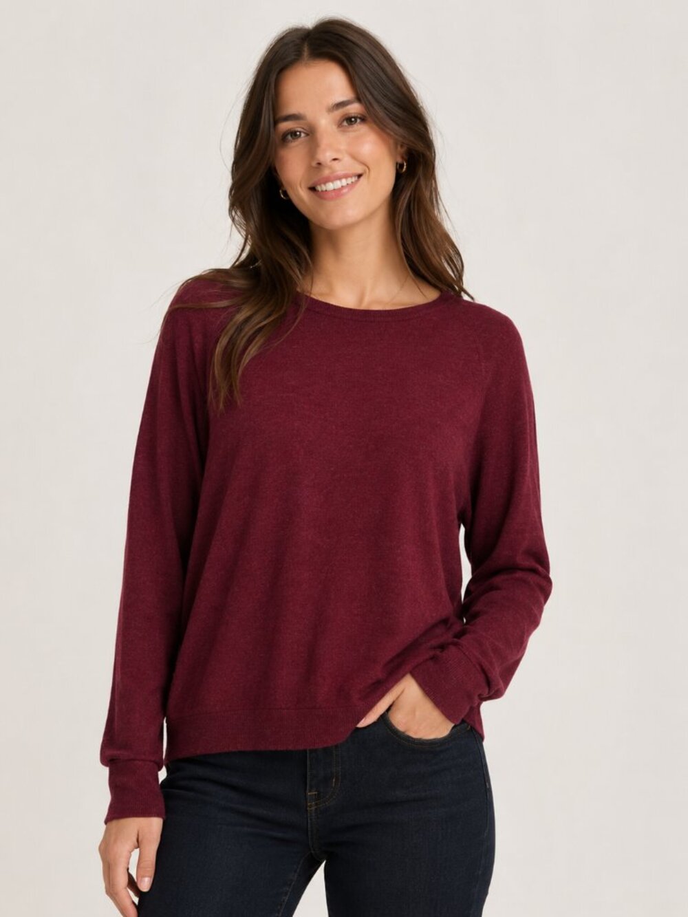 Buffalo David Bitton Women's Scoop Neck Sweater in Burgundy